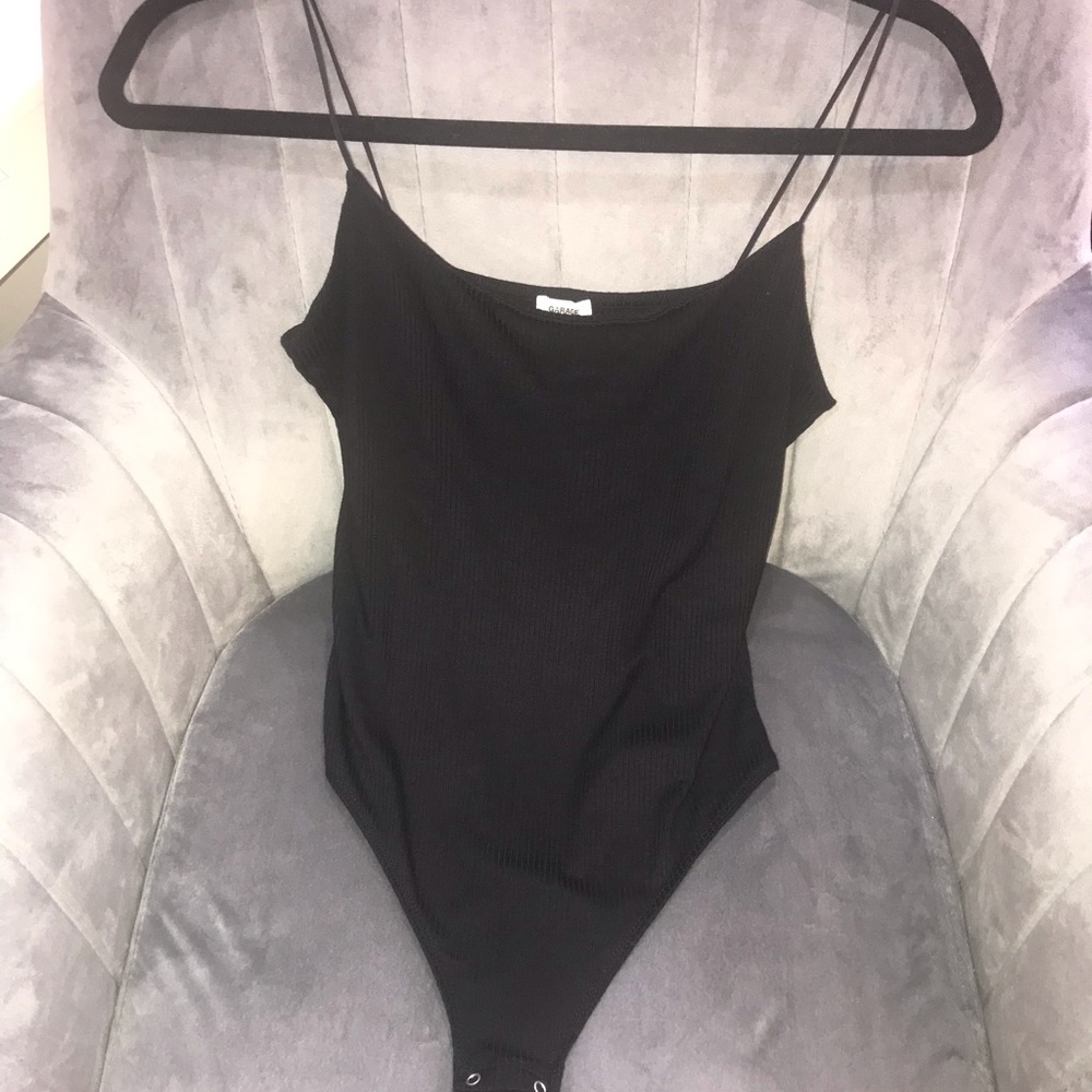 Garage Black Spaghetti Strap Ribbed Bodysuit